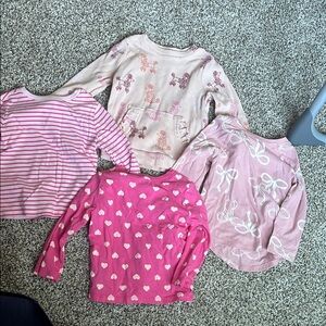 Set of Four Pink and Cream Long Sleeve Shirts